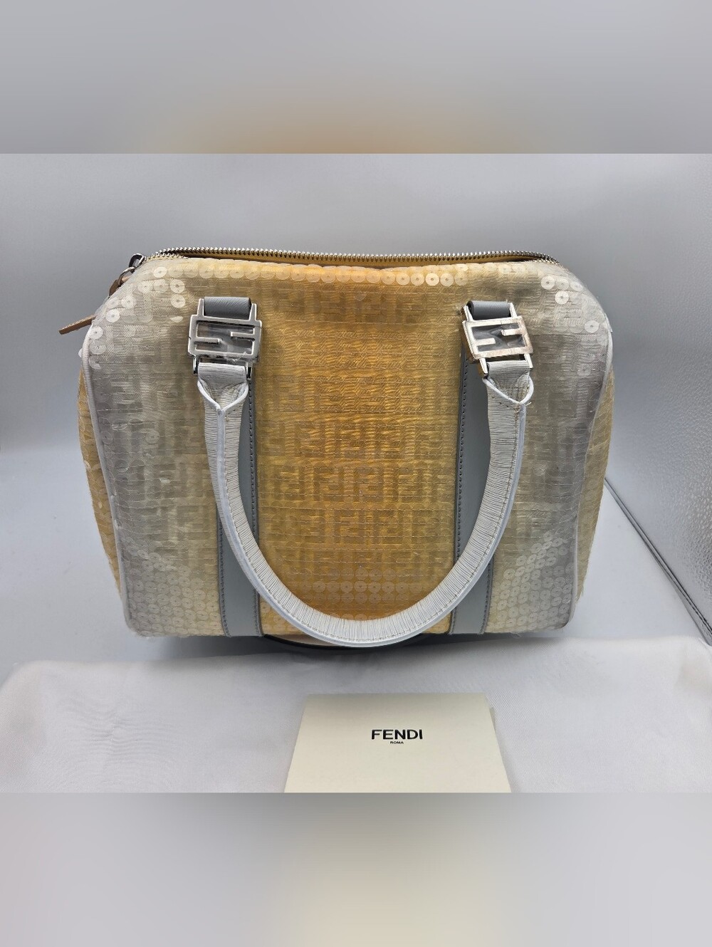 Fendi Boston Scquin Embellished Zucchino Coated Canvas